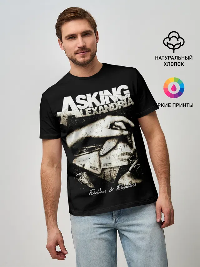 Мужская базовая футболка с принтом «Asking Alexandria»
