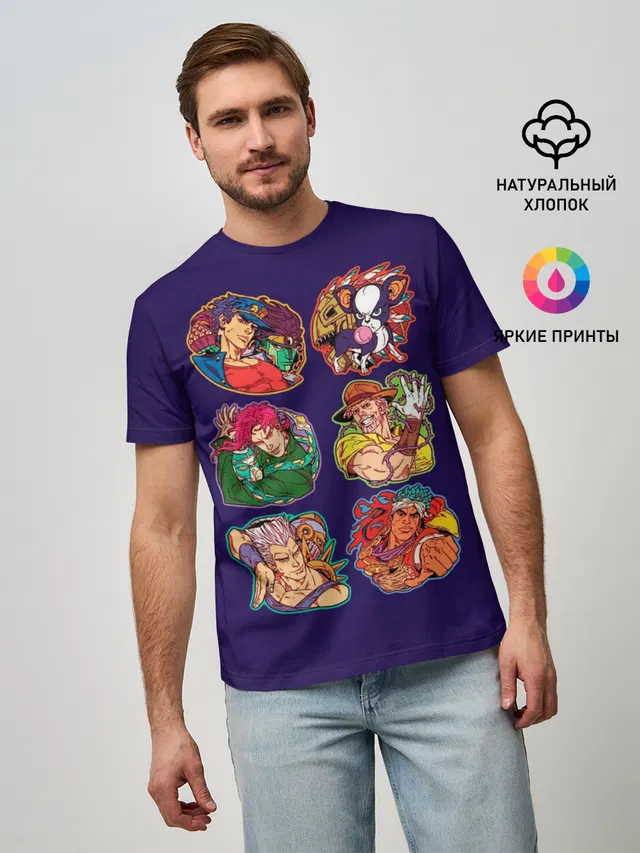 Мужская базовая футболка с принтом «ДжоДжо — JoJo team»