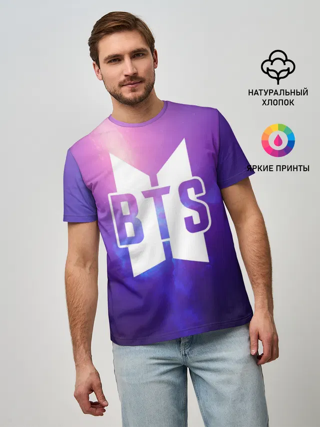 Мужская базовая футболка с принтом «BTS — BTS SPACE»