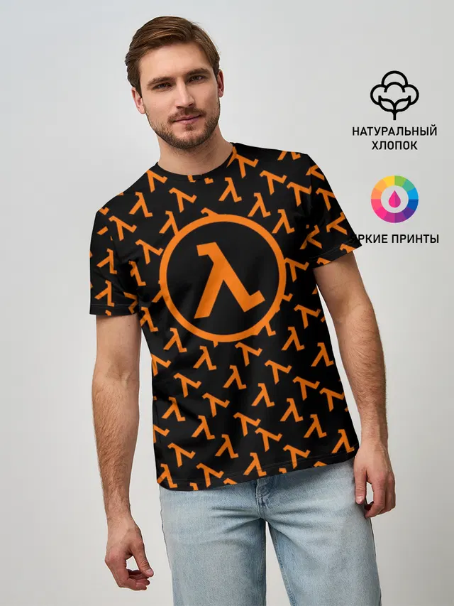 Мужская базовая футболка с принтом «Half-Life»