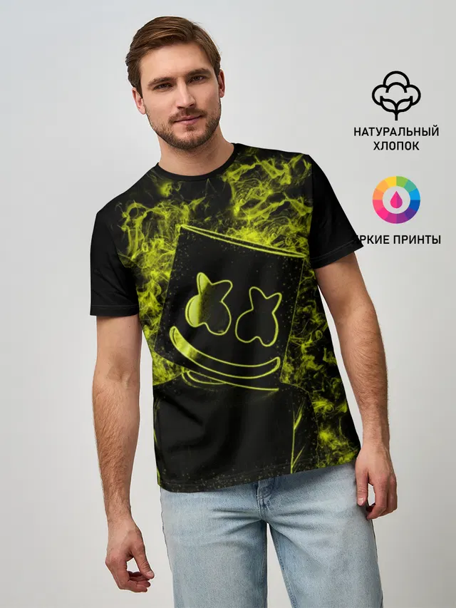 Мужская базовая футболка с принтом «Marshmello»