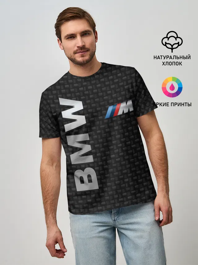 Мужская базовая футболка с принтом «BMW»