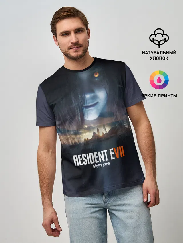 Мужская базовая футболка с принтом «Resident Evil 7»