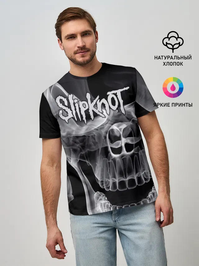 Мужская базовая футболка с принтом «Skull»