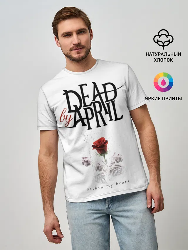 Мужская базовая футболка с принтом «Dead by April»