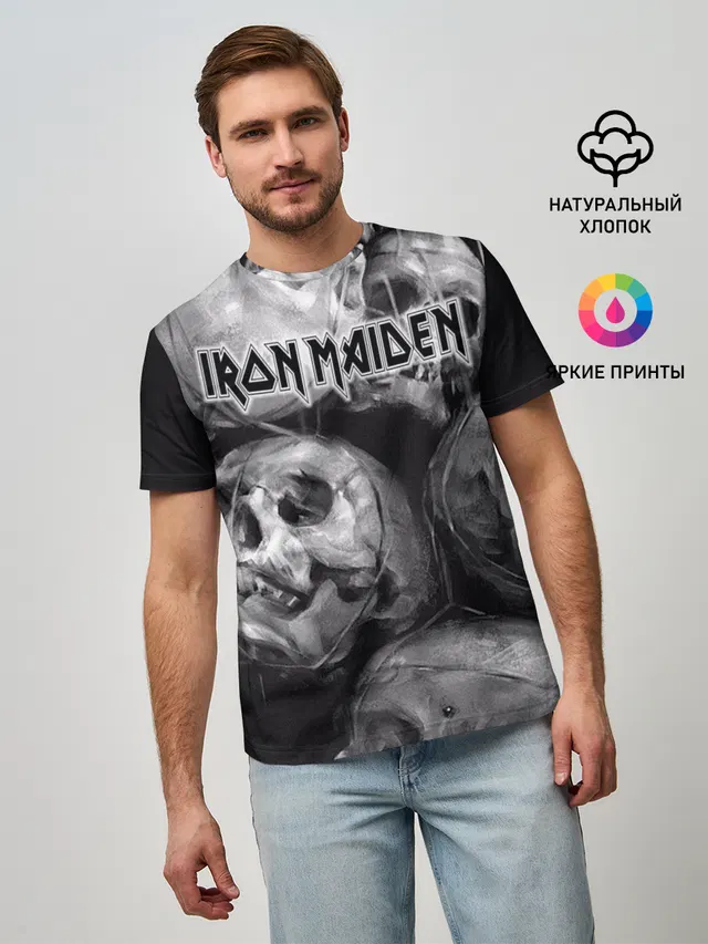 Мужская базовая футболка с принтом «Iron Maiden»