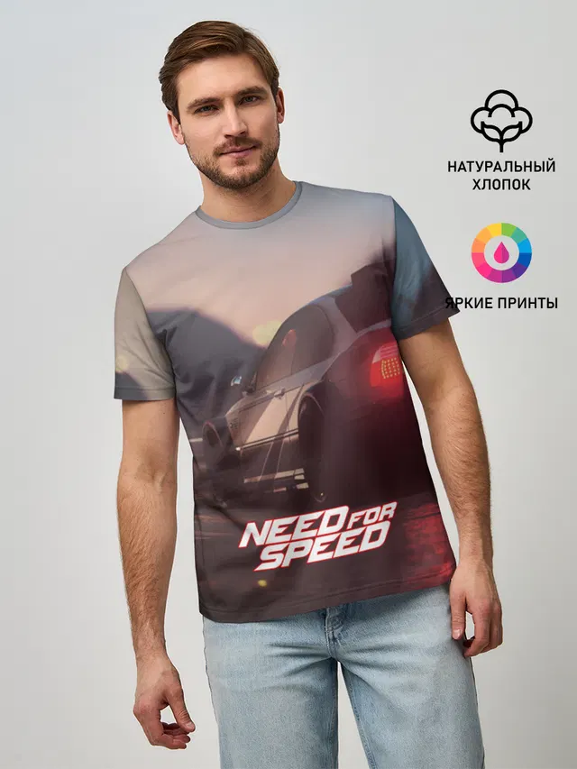 Мужская базовая футболка с принтом «NFS»