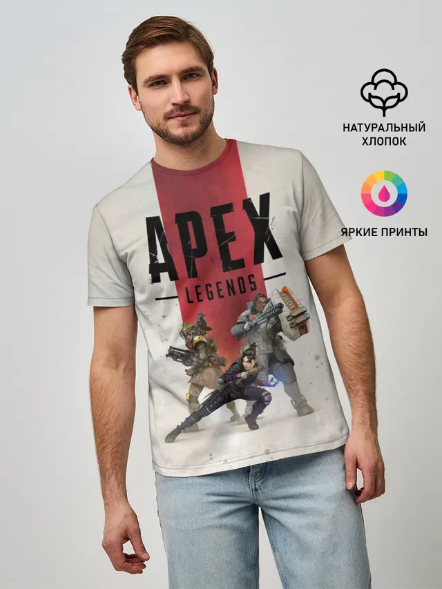 Мужская базовая футболка с принтом «Королевская битва — APEX LEGENDS»