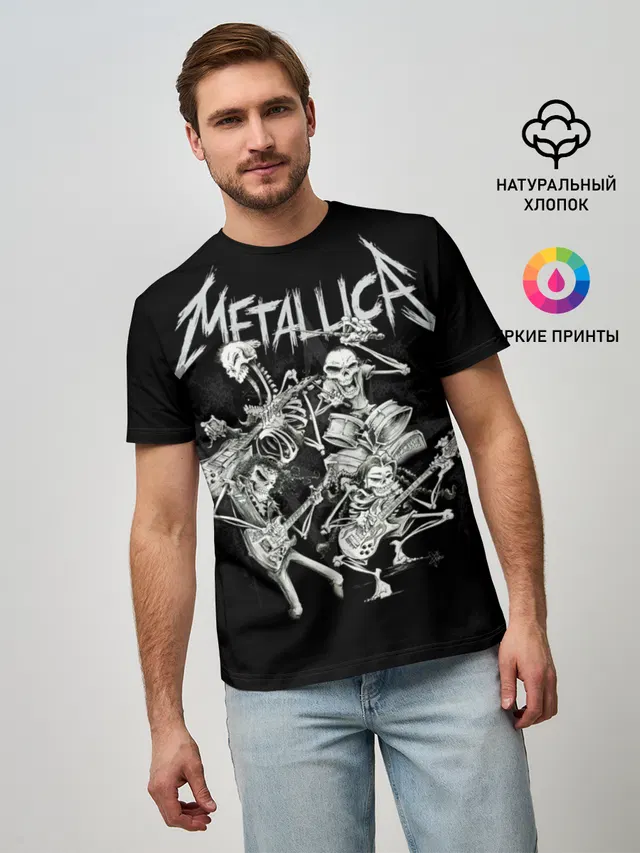 Мужская базовая футболка с принтом «Metallica»