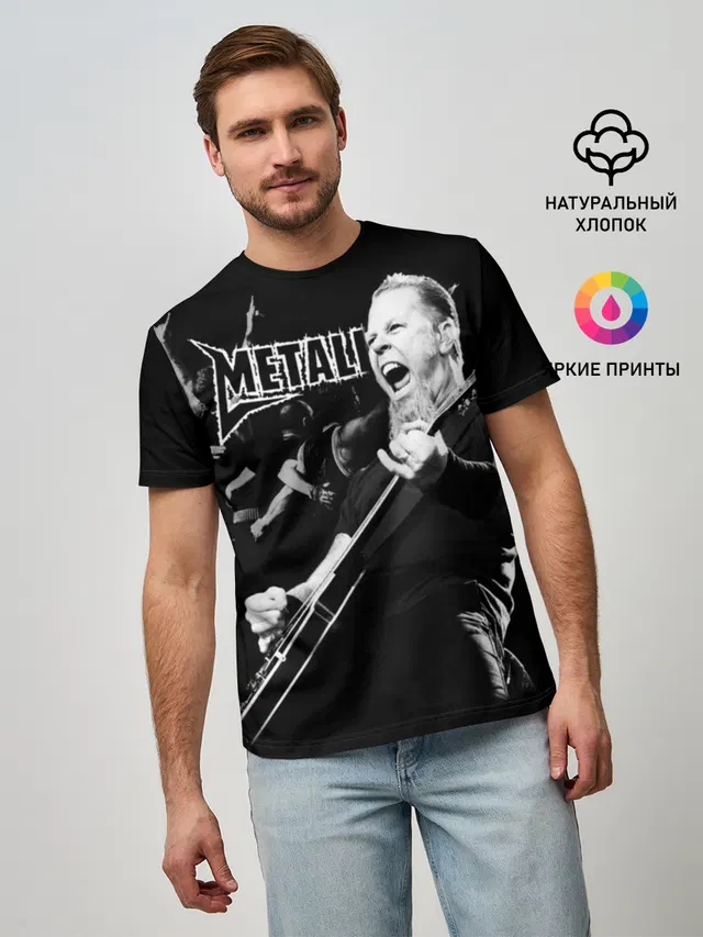 Мужская базовая футболка с принтом «Metallica»