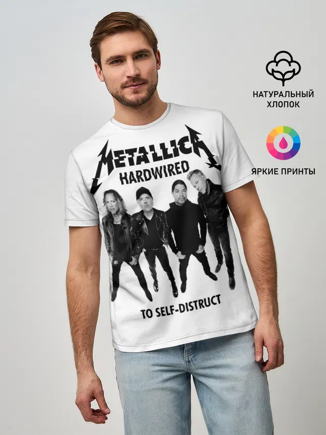 Мужская базовая футболка с принтом «Metallica»