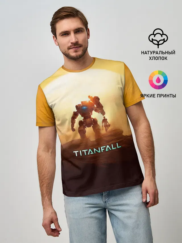 Мужская базовая футболка с принтом «Titanfall»