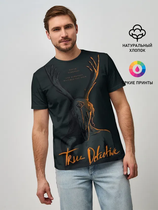 Мужская базовая футболка с принтом «True Detective»