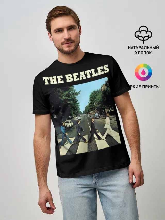 Мужская базовая футболка с принтом «The Beatles»