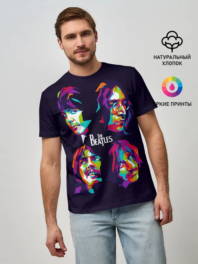 Мужская базовая футболка с принтом «The Beatles»
