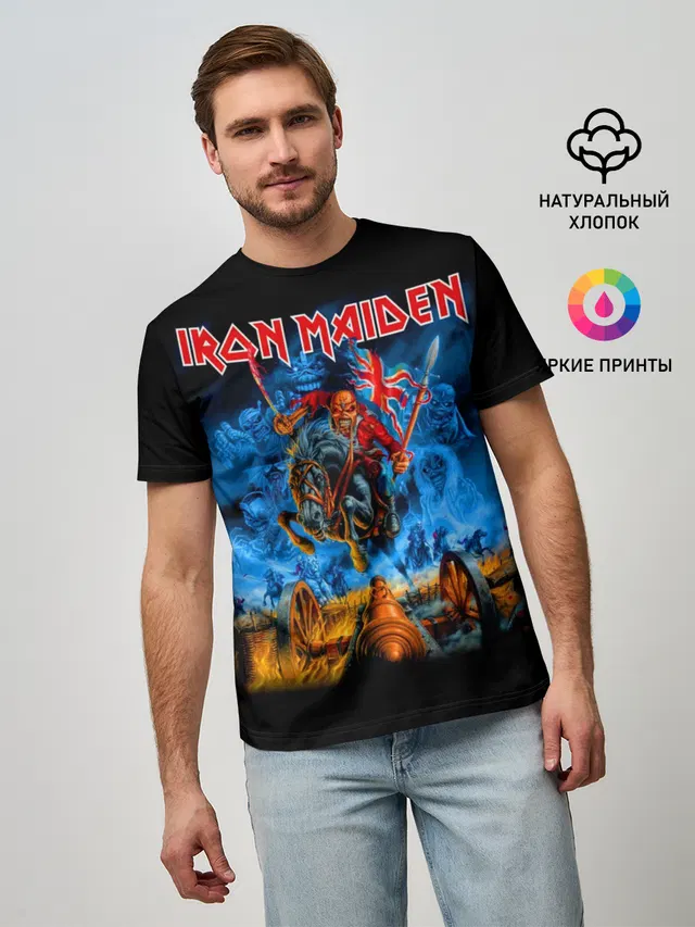 Мужская базовая футболка с принтом «Iron Maiden»