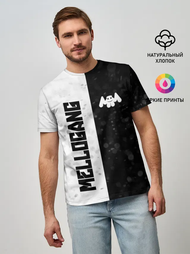 Мужская базовая футболка с принтом «Marshmello — MELLOGANG»
