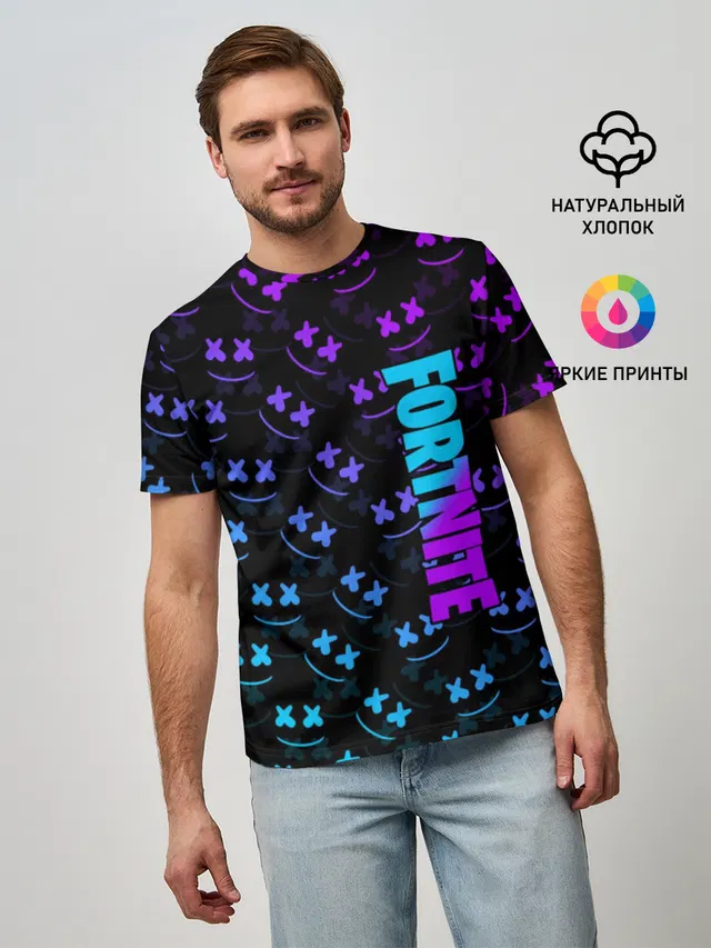 Мужская базовая футболка с принтом «Marshmello»