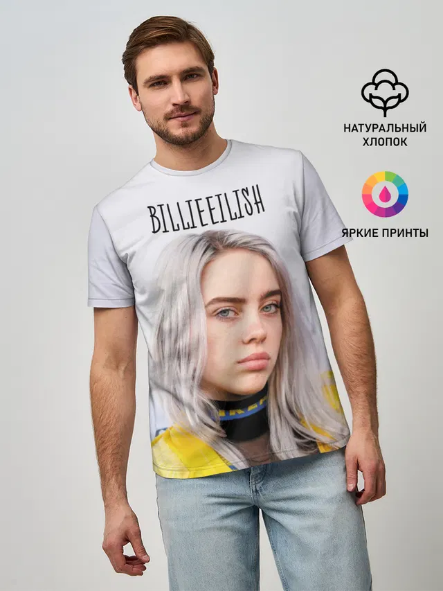 Мужская базовая футболка с принтом «Billie Eilish»