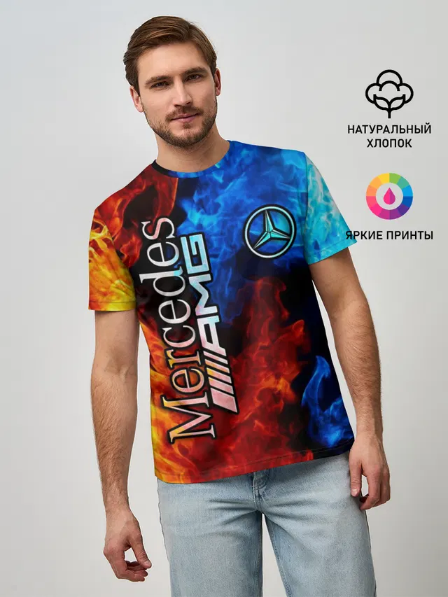 Мужская базовая футболка с принтом «Merсedes — Mercedes»