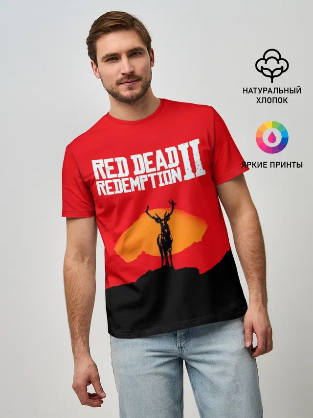 Мужская базовая футболка с принтом «Red Dead Redemption — RDR2»