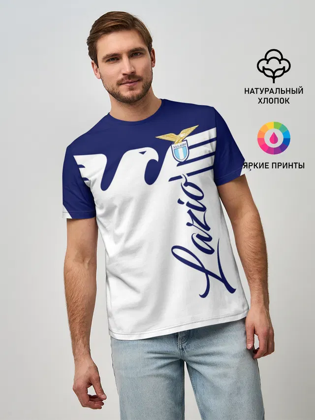 Мужская базовая футболка с принтом «Eagle — Лацио»