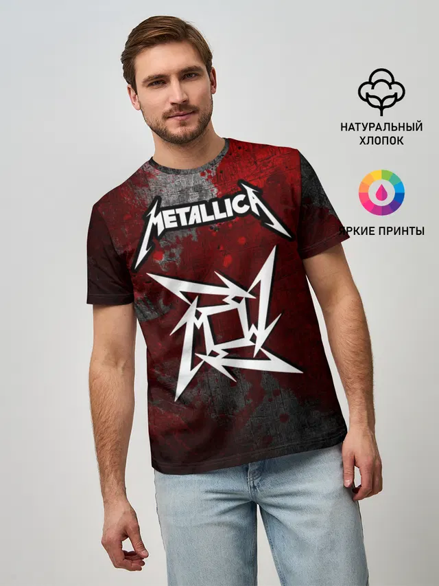 Мужская базовая футболка с принтом «Metallica»