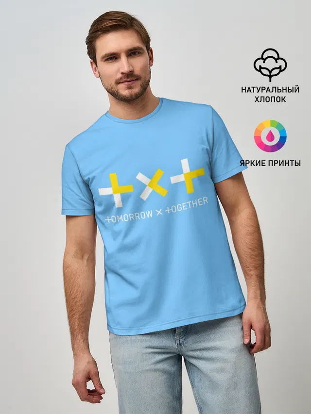 Мужская базовая футболка с принтом «TXT — TOMORROW X TOGETHER»