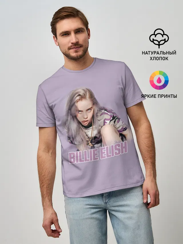 Мужская базовая футболка с принтом «Billie Eilish»