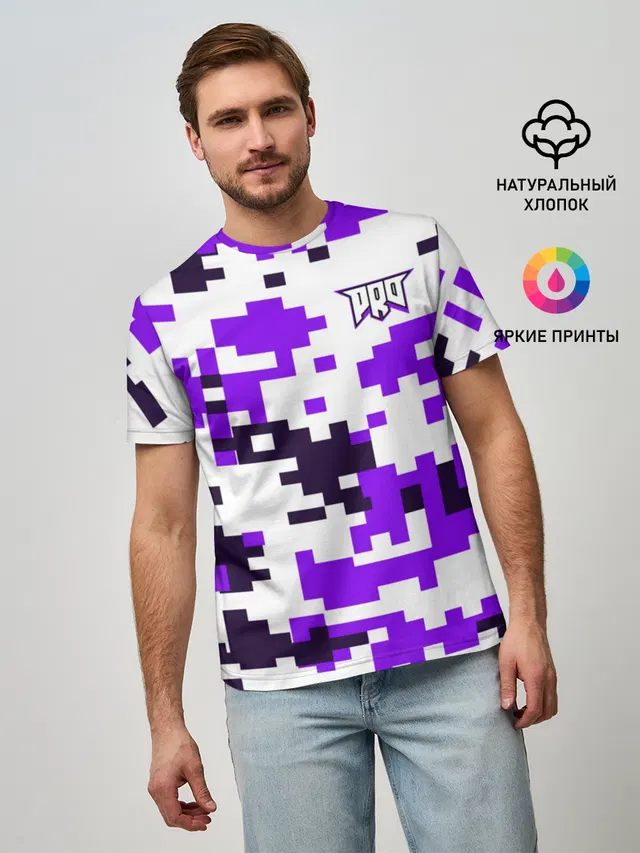 Мужская базовая футболка с принтом «digital camouflage»