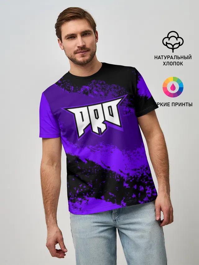 Мужская базовая футболка с принтом «PRO100»