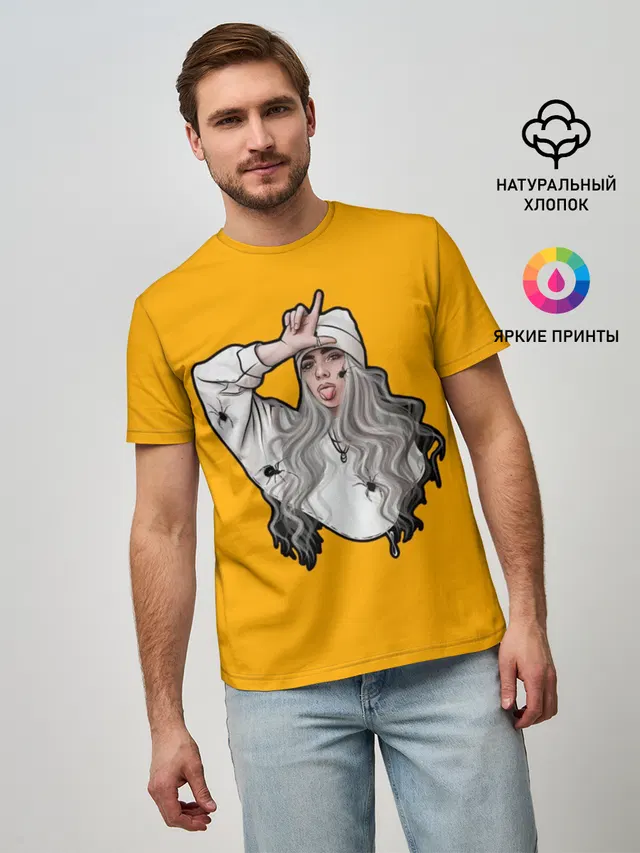 Мужская базовая футболка с принтом «Billie Eilish»