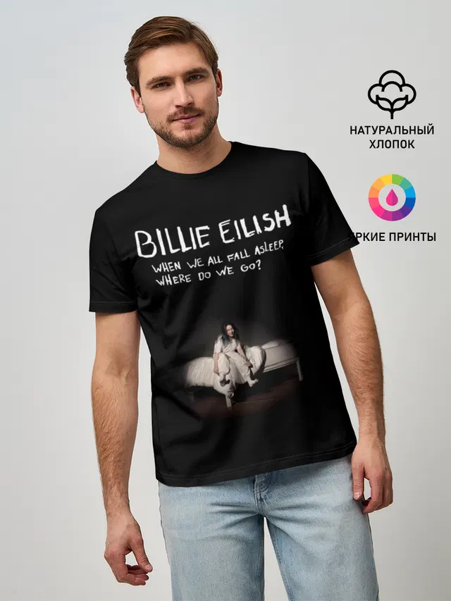 Мужская базовая футболка с принтом «Billie Eilish»