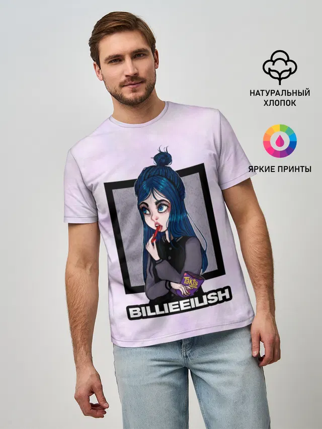 Мужская базовая футболка с принтом «Billie Eilish»