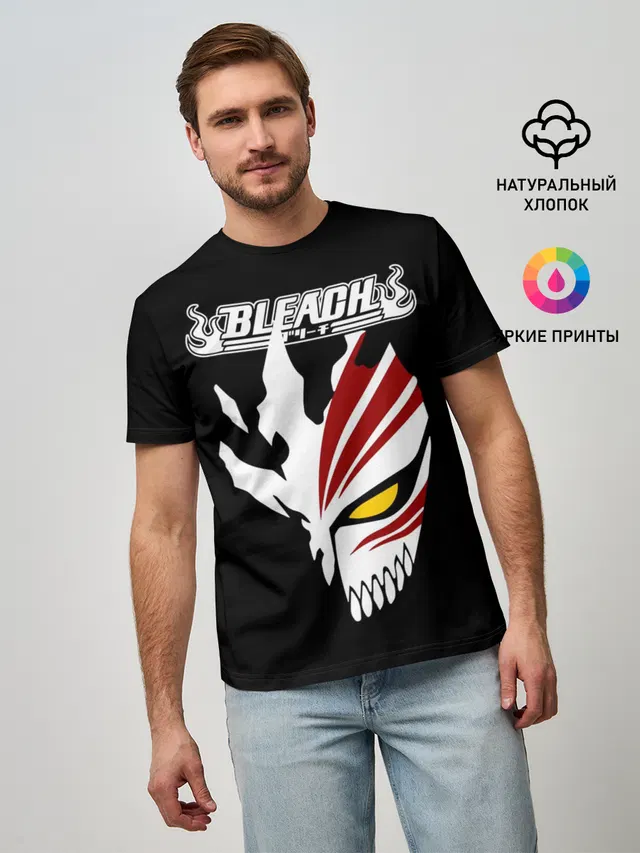 Мужская базовая футболка с принтом «BLEACH vector art»