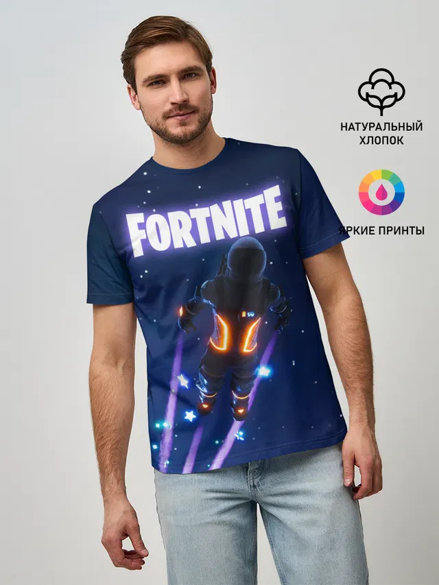 Мужская базовая футболка с принтом «Фортнайт — Dark Voyager Fortnite»