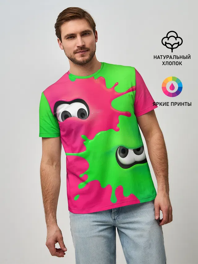 Мужская базовая футболка с принтом «Splatoon 2»