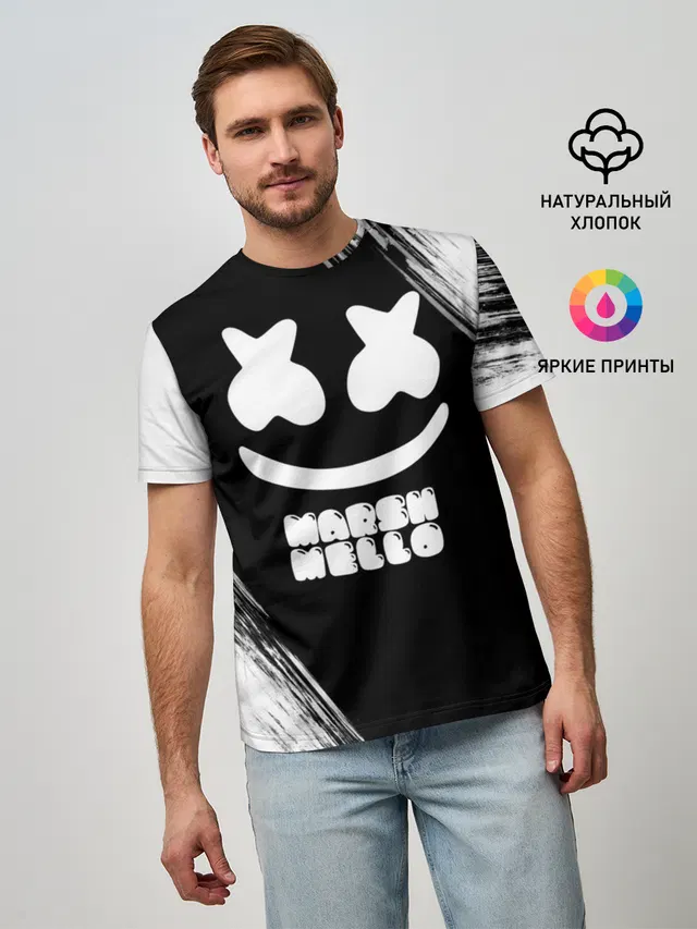 Мужская базовая футболка с принтом «Marshmello — Marshmello 4»