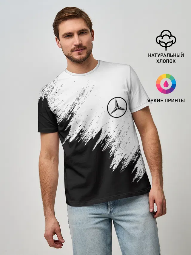 Мужская базовая футболка с принтом «Merсedes — Mercedes»