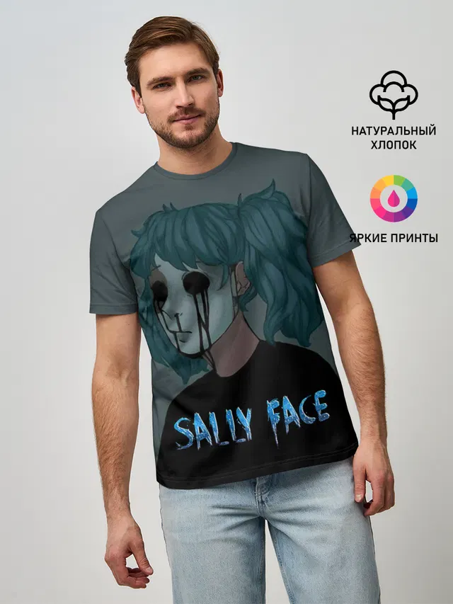 Мужская базовая футболка с принтом «Sally Face»