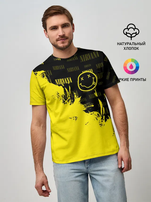 Мужская базовая футболка с принтом «Smiley logo»