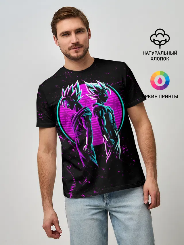 Мужская базовая футболка с принтом «Dragon ball — japanese style»