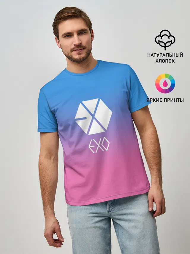 Мужская базовая футболка с принтом «Exo»