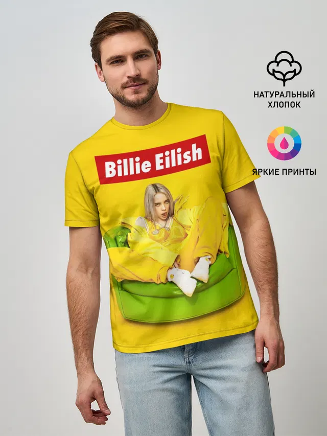 Мужская базовая футболка с принтом «Billie Eilish»