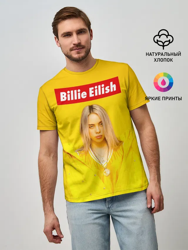 Мужская базовая футболка с принтом «Billie Eilish»