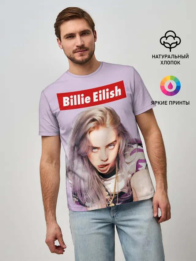 Мужская базовая футболка с принтом «Billie Eilish»