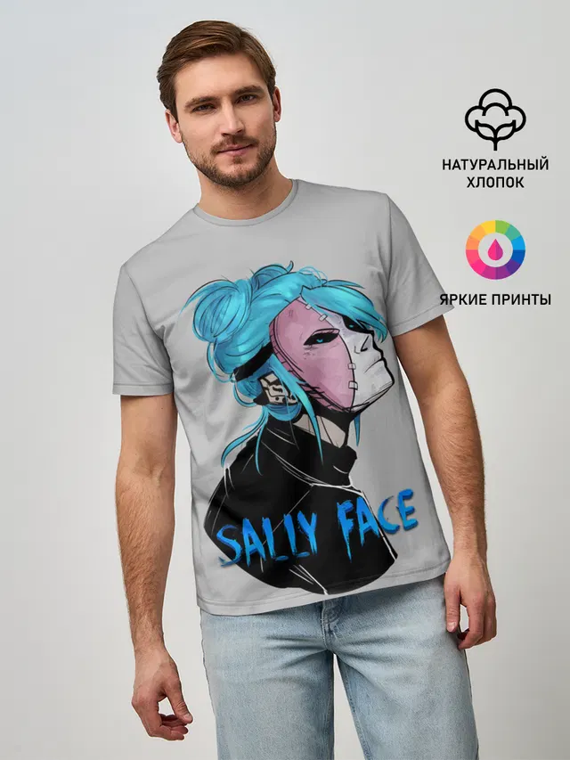Мужская базовая футболка с принтом «Sally Face»