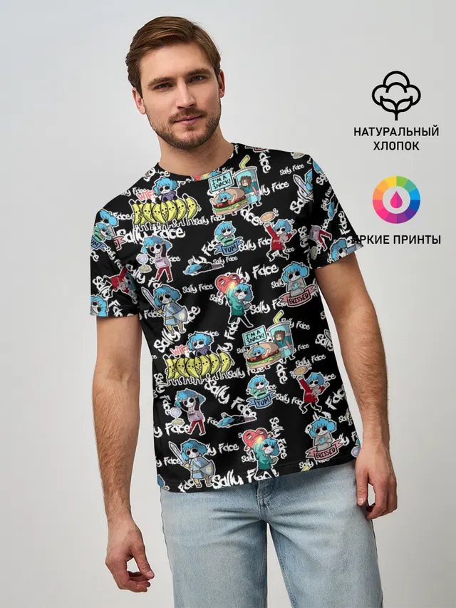 Мужская базовая футболка с принтом «Seamless pattern»