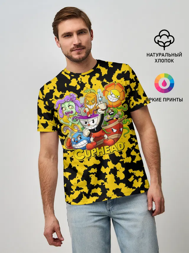 Мужская базовая футболка с принтом «Cuphead»