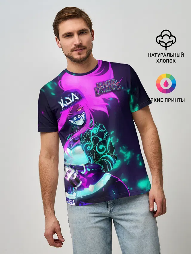Мужская базовая футболка с принтом «Akali»